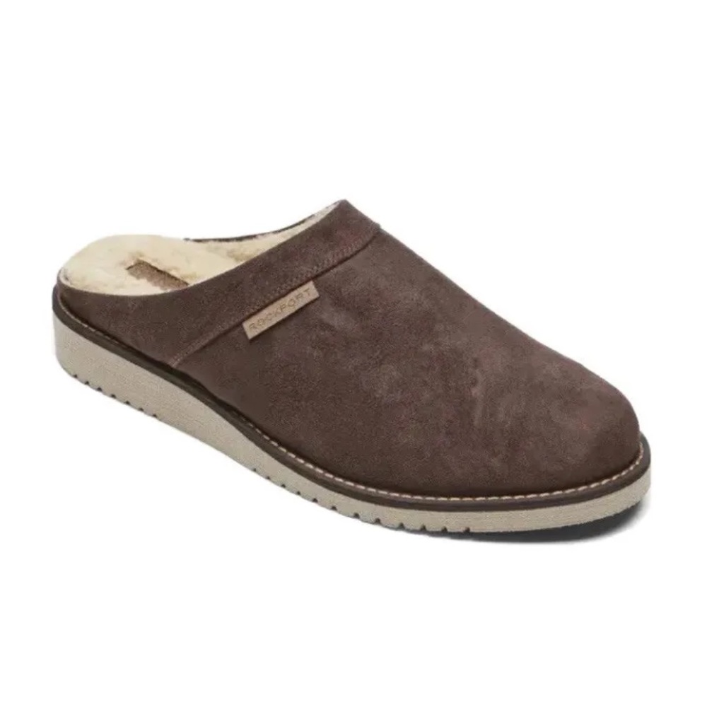 Rockport Axelrod Mens Fleece Lined Mules Slippers Sz 10.5 New